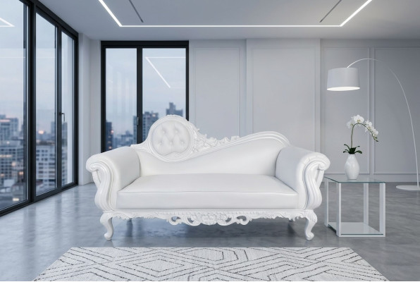 Liege Thron Chaiselongue Königlicher Polster Chesterfield Samt Antik Stil Sessel