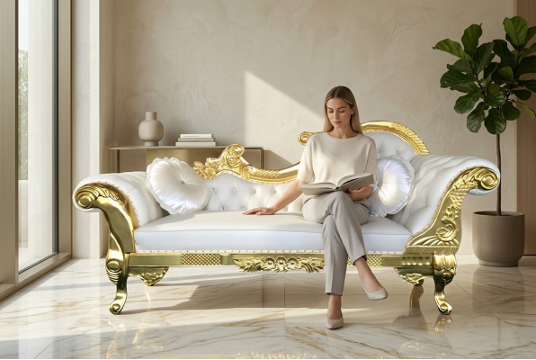 Noble Chesterfield Recamiere v antickém stylu Chaiselongue Chaise Longue Sofa Liege Neu