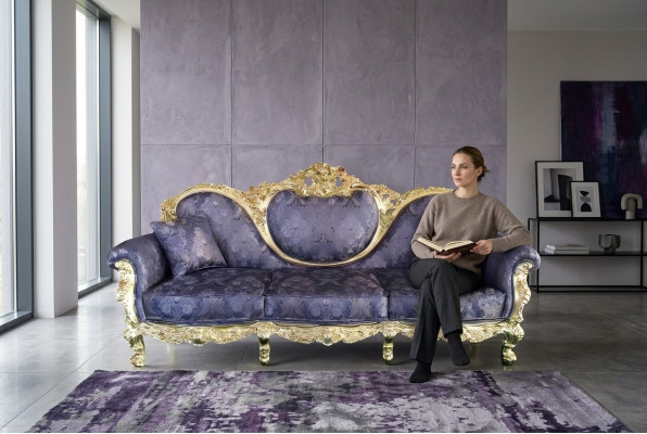 Trůn Sofa Queen Polštář Samet 3místný starožitný styl křeslo lounge Chesterfield.