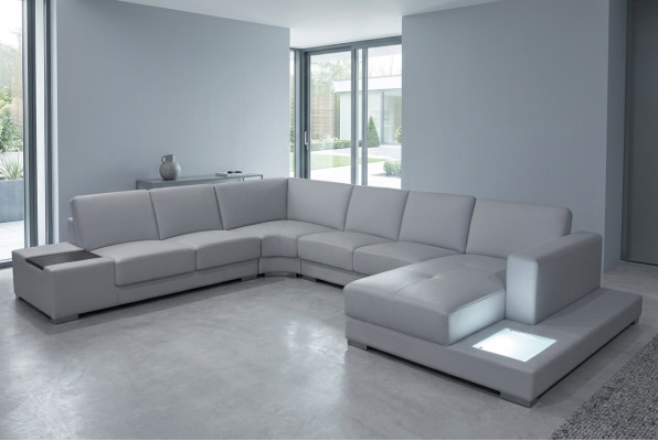 Ledersofa Couch Wohnlandschaft Ecksofa Garnitur Design Modern Sofa U-Form A1110