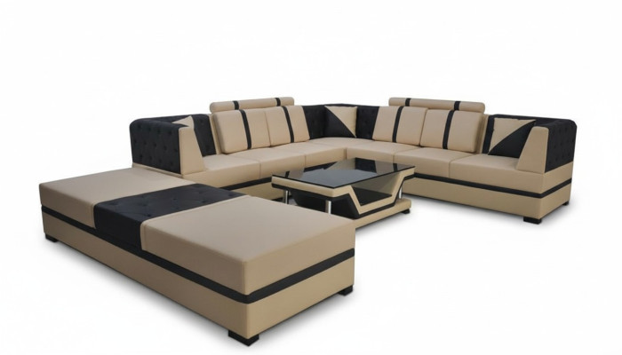 Kůže rohová pohovka gauč čalounění sedadlo obytná krajina moderní design nábytek