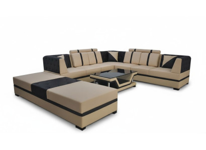 Kůže rohová pohovka gauč čalounění sedadlo obytná krajina moderní design nábytek
