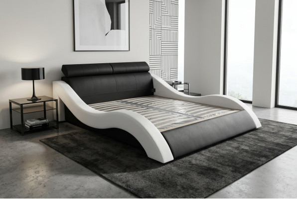 Dvojitá luxusní designová kožená hotelová postel s polštářem Moderní multifunkční postele