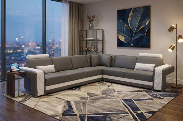 Ledersofa Couch Wohnlandschaft Eck Garnitur Design Modern Deko Sofa L-Form