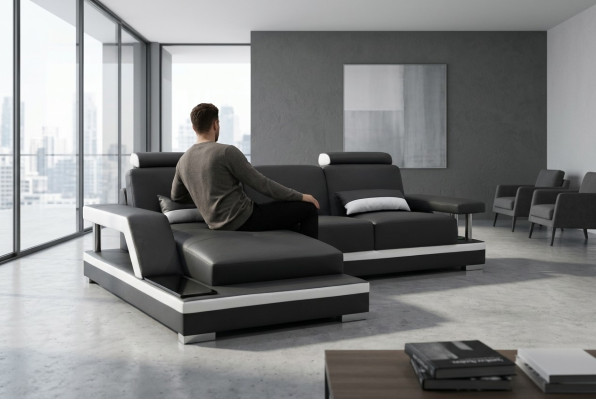 Kožená pohovka obývací souprava nábytku design moderní rohová sedací souprava L-tvar