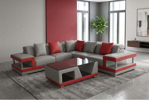 Kožená pohovka Rozkládací sedací souprava Rázem Oddělení Dekorace Design Moderní Pohovka L-Forma