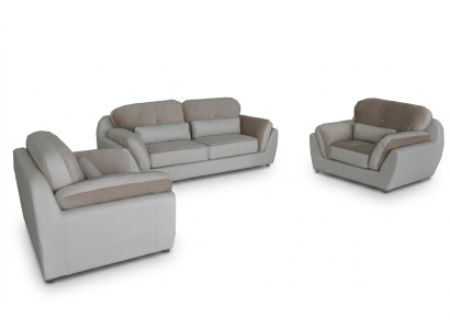 Leder Textil Sofa Polster Sitz Set Garnitur Design Sofagarnitur 3+1+1 Sessel