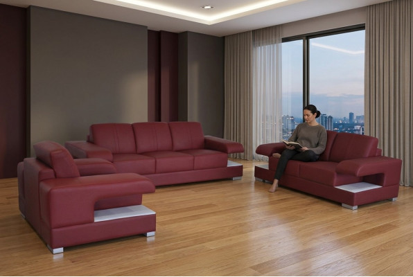 Kožená pohovka, sedací souprava design moderní, sedací souprava 3+2+1 G8028D.