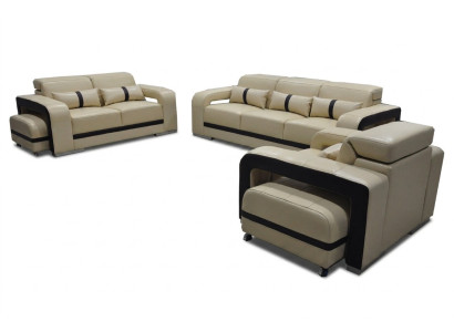 Sofa Leder Couch Polster Garnitur 3+2+1 Sitz Komplett Set Design Neu
