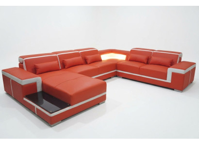 Komfortables XXL Ledersofa mit innovativer Ergonomie und LED-Beleuchtung
