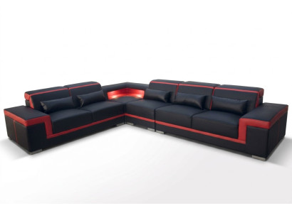 XXL Couch Ecke Ledersofa Wohnlandschaft Garnitur Design Modern Sofa LForm G8020B