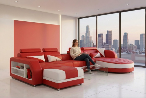 Eck Sofa Polster Couch Sitz Ecke Leder Garnitur Moderne Wohnlandschaft Rohová sedací souprava čalouněná pohovka Kůže Souprava Moderní obývací krajina