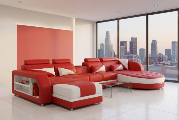 Eck Sofa Polster Couch Sitz Ecke Leder Garnitur Moderne Wohnlandschaft Rohová sedací souprava čalouněná pohovka Kůže Souprava Moderní obývací krajina