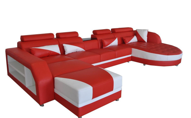 Eck Sofa Polster Couch Sitz Ecke Leder Garnitur Moderne Wohnlandschaft Rohová sedací souprava čalouněná pohovka Kůže Souprava Moderní obývací krajina