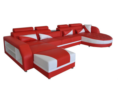 Eck Sofa Polster Couch Sitz Ecke Leder Garnitur Moderne Wohnlandschaft Rohová sedací souprava čalouněná pohovka Kůže Souprava Moderní obývací krajina