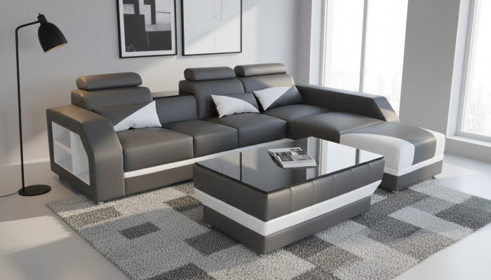 Leder Eck Sofa Couch Garnitur Ecke Sofas Couchen Polster Wohnlandschaft