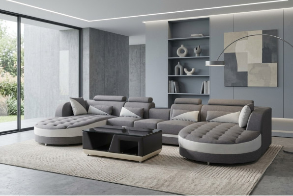 Kůže Pohovka Moderní Pohovka Potahuje Obývací Soupravu + Stůl Sedák Roh Design