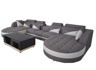 Kůže Pohovka Moderní Pohovka Potahuje Obývací Soupravu + Stůl Sedák Roh Design
