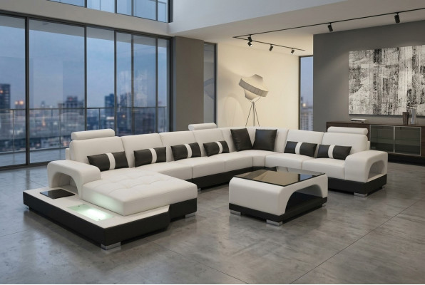 Leder Sofa Moderne Couch Polster Wohnlandschaft XXL Big Eck Couchen Sitz Design