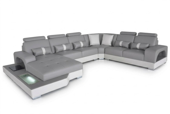 Leder Eck Sofa Eck Wohnlandschaft Garnitur Design Modern Couch
