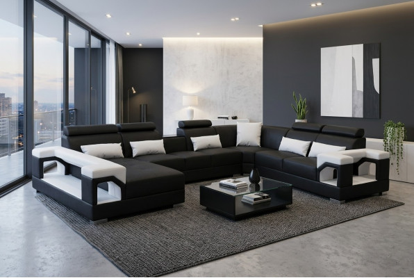 Ecksofa mit ergonomischer Rückenlehne und funktionalen Armlehnen
