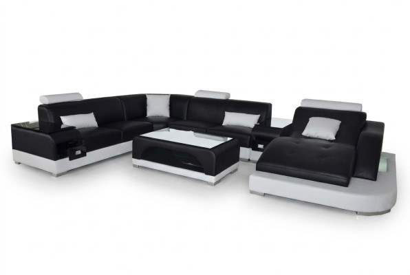 Kůží Sofa Moderní Sedací Souprava Design Potah Rohová Sedací Souprava + Stůl