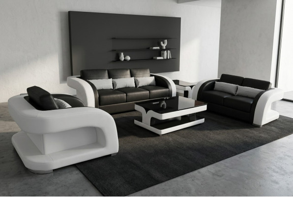 XXL Couch Leder Wohnlandschaft Garnitur Design Modern Sofa garnituren 3+2+1 Neu