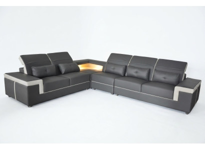 Leder Eck Sofa Couchen Wohnlandschaft Luxus Garnitur Ecke Sofas Polster Couch