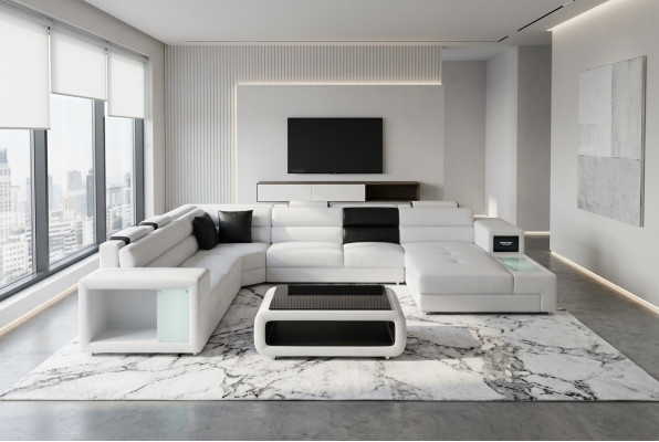 Design Leder Polster Ecke Leder Sitz Sofa Polster Eck Wohn Landschaft Zimmer Neu