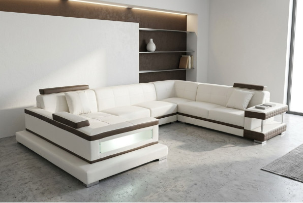 Design Leder Polster Sitz Ecke Leder Sofa Polster Eck Landschaft Zimmer Neu Wohn