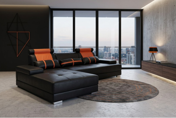 Design kůže Polstergarnitur XXL Sedací pokoj Nábytková souprava Pohovka Designový rohový model
