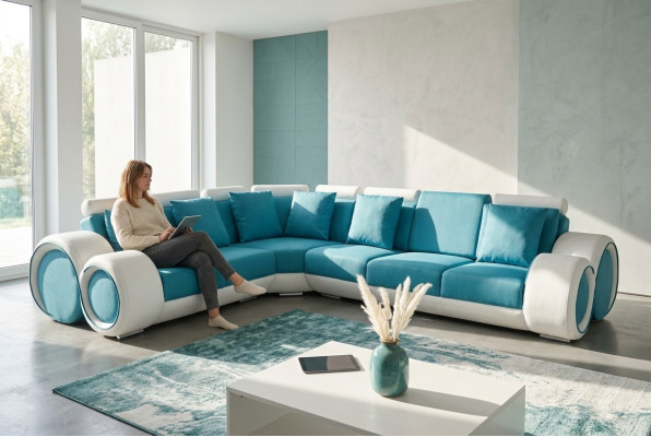 Design kůže polštáře XXL sedací pokoj rohová obývací sofa křeslo designér