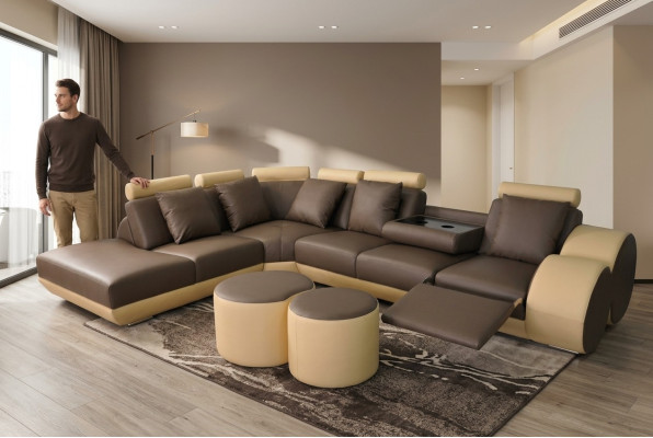 XXL Couch Big Eck Sofa Leder Eck Garnitur Ecke Landschaft Polster Wohn L Form