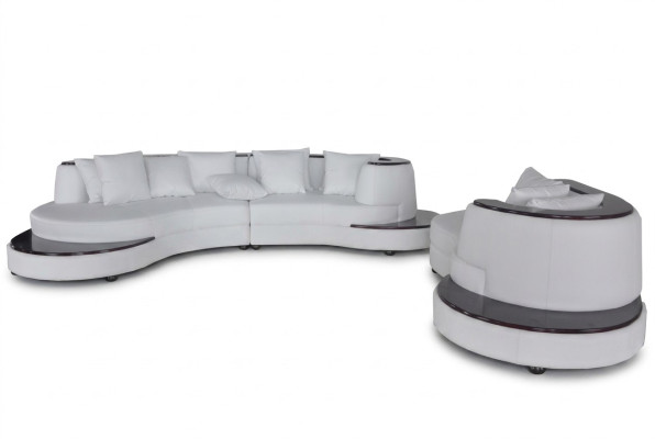 Luxus Wohn Eck Leder Garnitur Landschaft Polster Ecke XXL Big Sofa