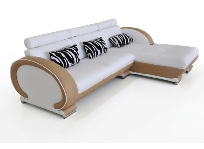 Ecksofa z kůže, rohová sedací souprava, obývací kout, krajina L tvaru, designové polstrování, nové.