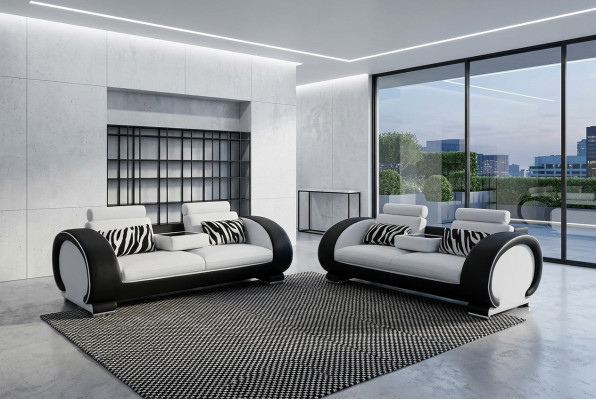 Sofa Couch Sitz Polster Komplett Set Garnitur 3+3 Sofas Designer Couchen Leder