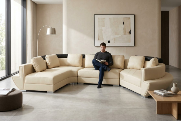 Runde Eck Sofa Couch Polster XXL Big Rund Couchen Wohnlandschaft U Form A1137