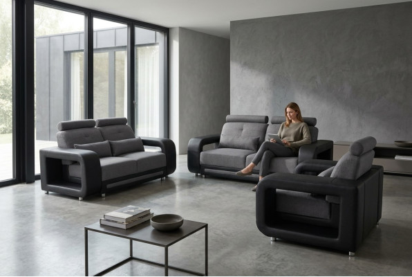 Sofa Garnitur Couch Polster Design Sitz Komplett Set Leder Stoff Garnituren Neu