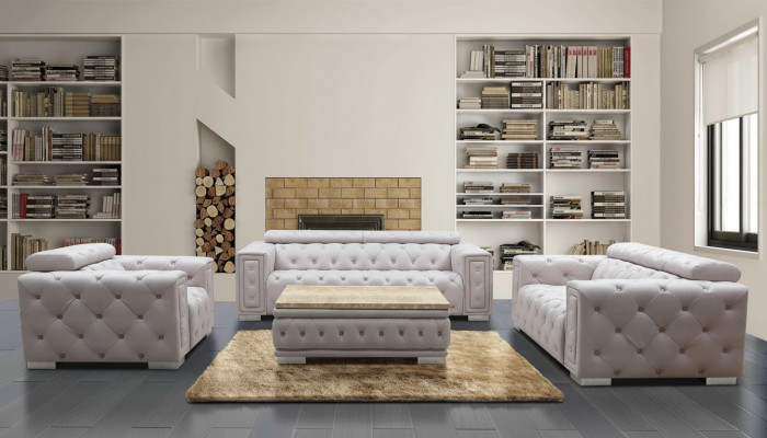 Sedací souprava pohovka polstrovaná kůže design Chesterfield sedací souprava 3+2+1 9914 Nový