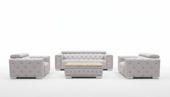 Sedací souprava pohovka polstrovaná kůže design Chesterfield sedací souprava 3+2+1 9914 Nový