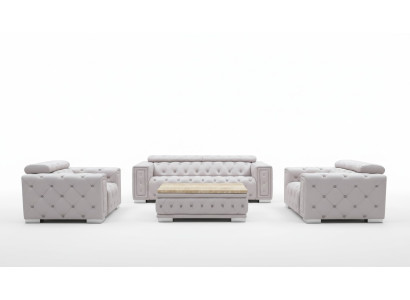 Sedací souprava pohovka polstrovaná kůže design Chesterfield sedací souprava 3+2+1 9914 Nový