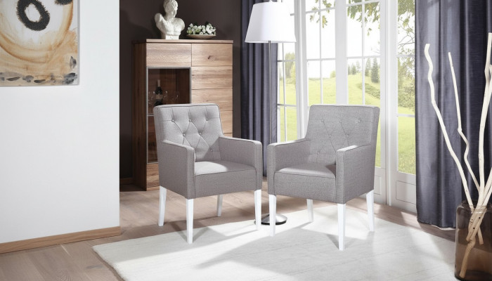 Chesterfield Stuhl Set 2x Lehnstuhl Garnitur Sitz Polster Samt Neu Stühle Gruppe