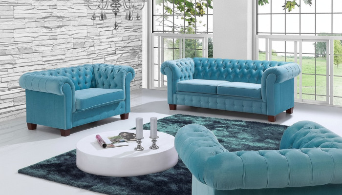 Chesterfield 2+1+1 Sofagarnitur Couch Polster Sitz Garnitur Sofa Couchen
