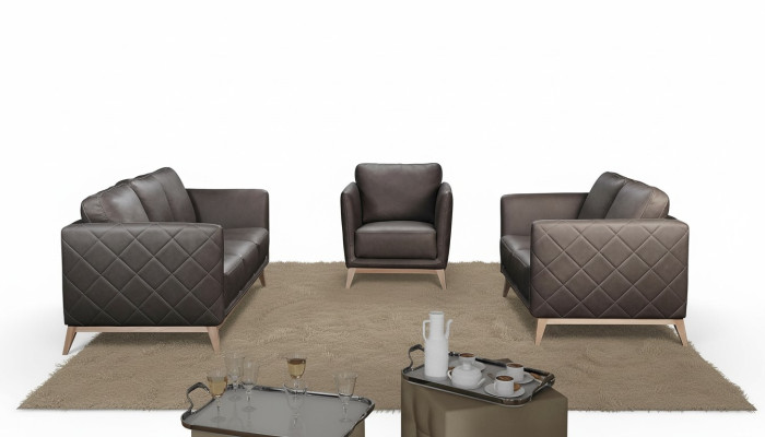 Leder Design Couch Polster Sitz 2+1+1 Garnitur Sofa Garnituren Kunstleder Set