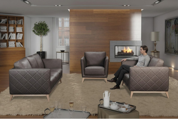 Kožená designová sedací souprava s čalouněním 3+1+1 umělá kůže garnýtura sofa.