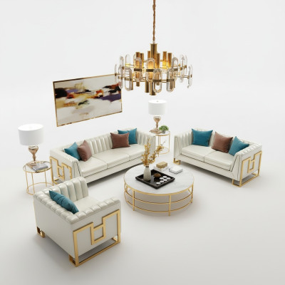 Garnitur Couch Polster Leder Sofa Couchen Polster Sitz 2+1 Designer