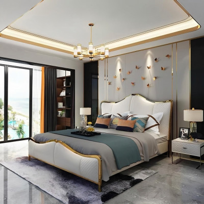 Postelní polštář Design Luxus Dvojitá hotelová postel Manželská 180x200 cm Ložnice Kůže