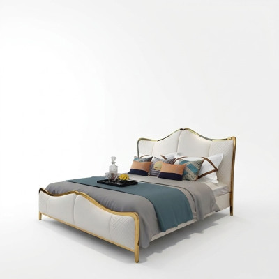 Postelní polštář Design Luxus Dvojitá hotelová postel Manželská 180x200 cm Ložnice Kůže