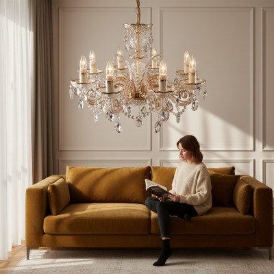 Klassischer Kronleuchter Leuchte Lampe Decken Beleuchtung Kristall Neu Bohemia