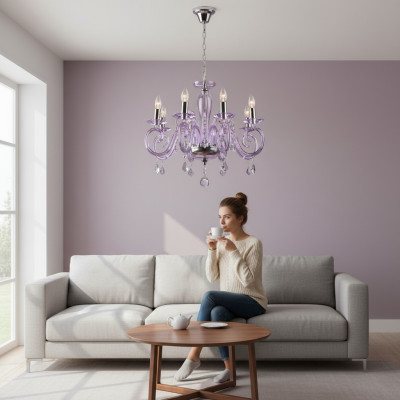 Bohemia Moderní svítidlo Stropní lustr Lustr Krystal Fialová lampa Lustr